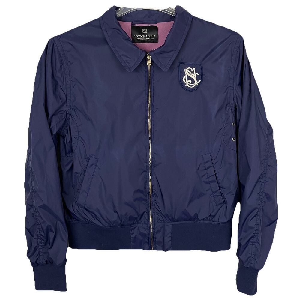 Scotch and Soda Amsterdam Couture Bomber Jacket Women's Medium Navy Windbreaker